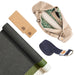 CompleteGrip™ Jute Non-Slip Yoga Mat Beginner Yoga Set photograph of mindful jungle yoga mat bag, yoga strap, 2 yoga blocks and yoga mats in Forest Green, Space Black, and Eco Natural White  #yoga-mat-bag-colour_mindful-jungle