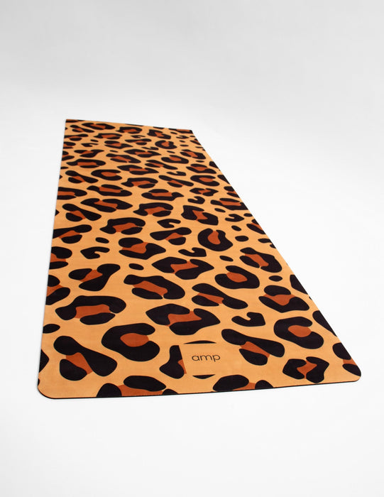 Flow Yoga Mat - Natural Leopard Vegan Suede