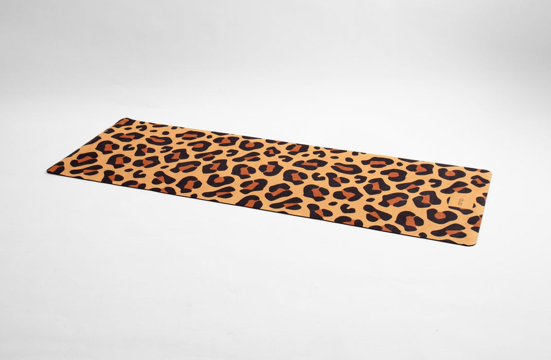 Flow Yoga Mat - Natural Leopard Vegan Suede