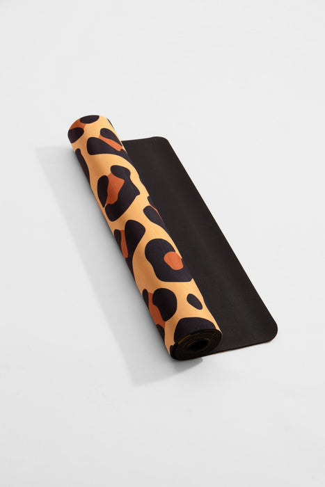 Flow Yoga Mat - Natural Leopard Vegan Suede