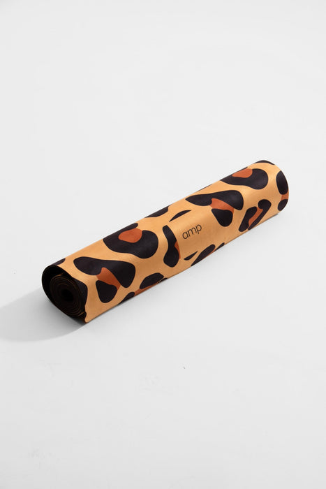 Flow Yoga Mat - Natural Leopard Vegan Suede